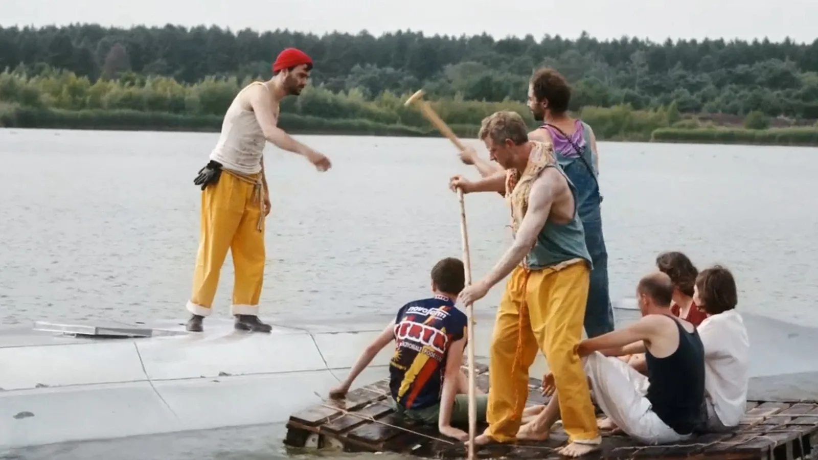 The characters boarding the submarine.
